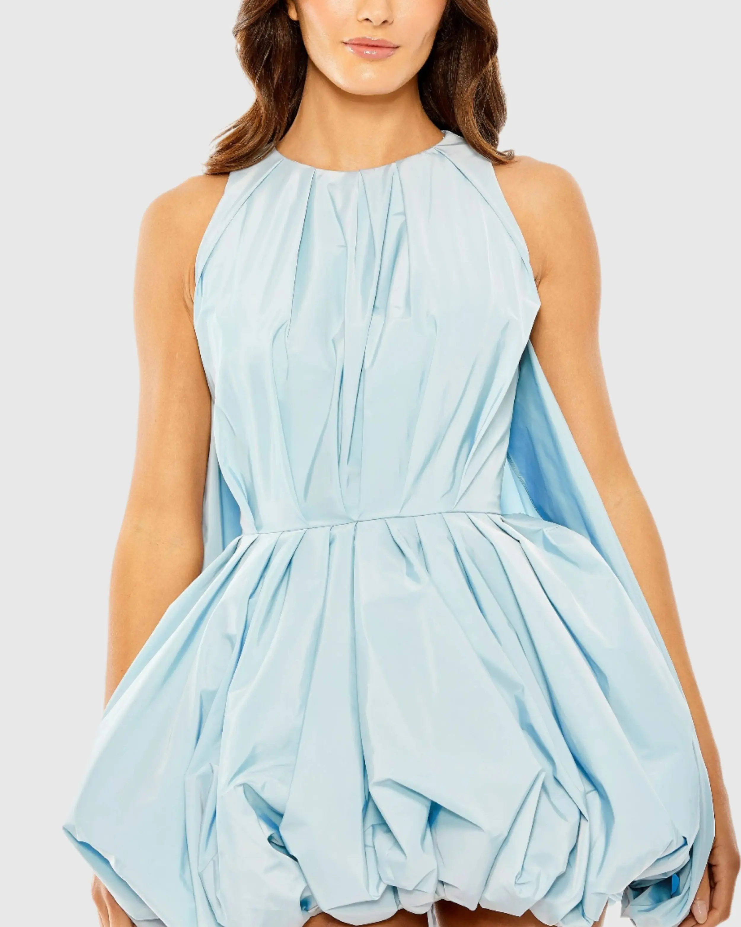 Blue Sleeveless Taffeta Bubble Mini Dress - Image 2