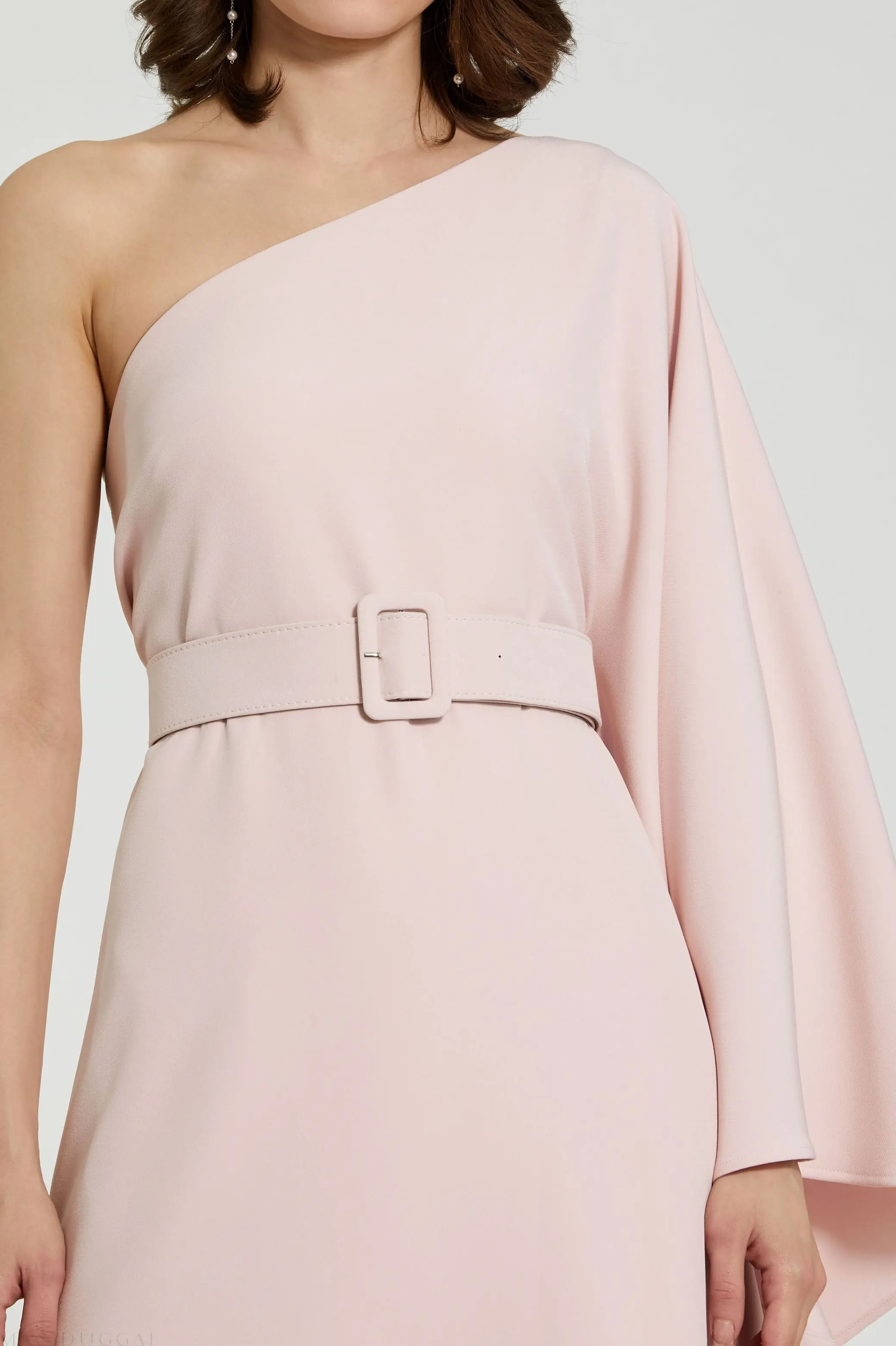 Pink Crepe One Sleeve Belted Kaftan Dress - FINAL SALE - Image 2