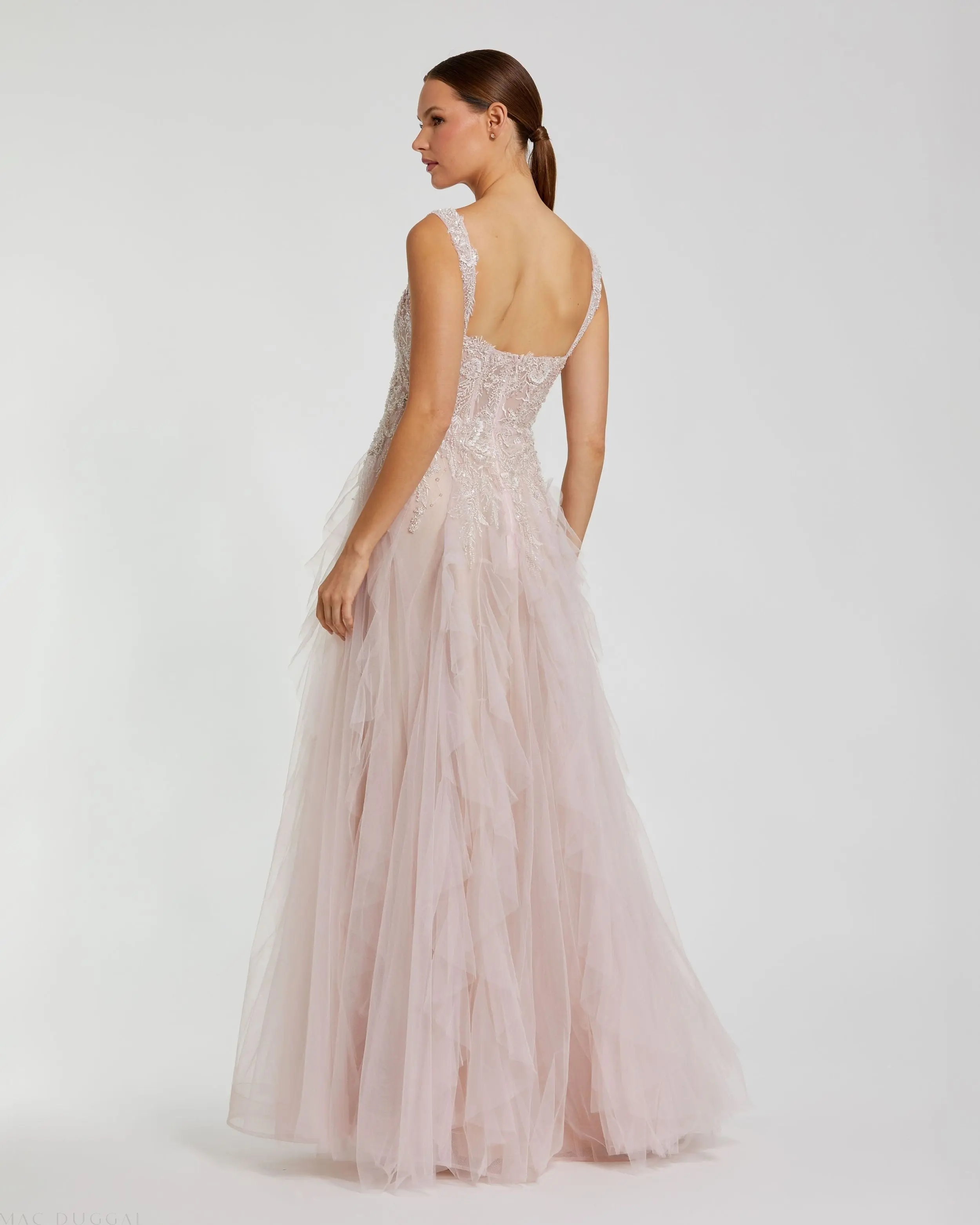 Pink Bustier Tulle Ballgown With Ruffle Skirt - Image 3