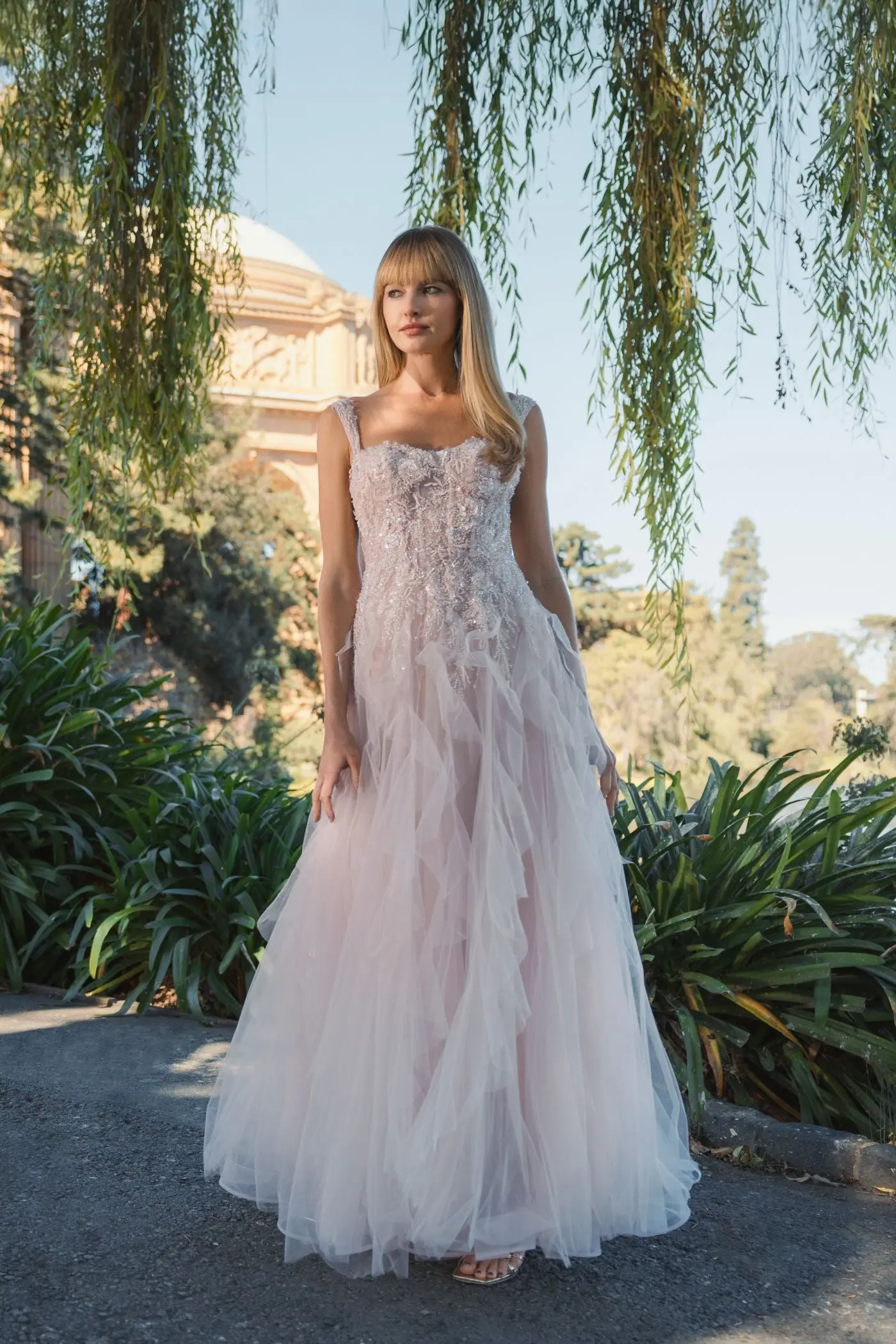 Pink Bustier Tulle Ballgown With Ruffle Skirt - Image 6