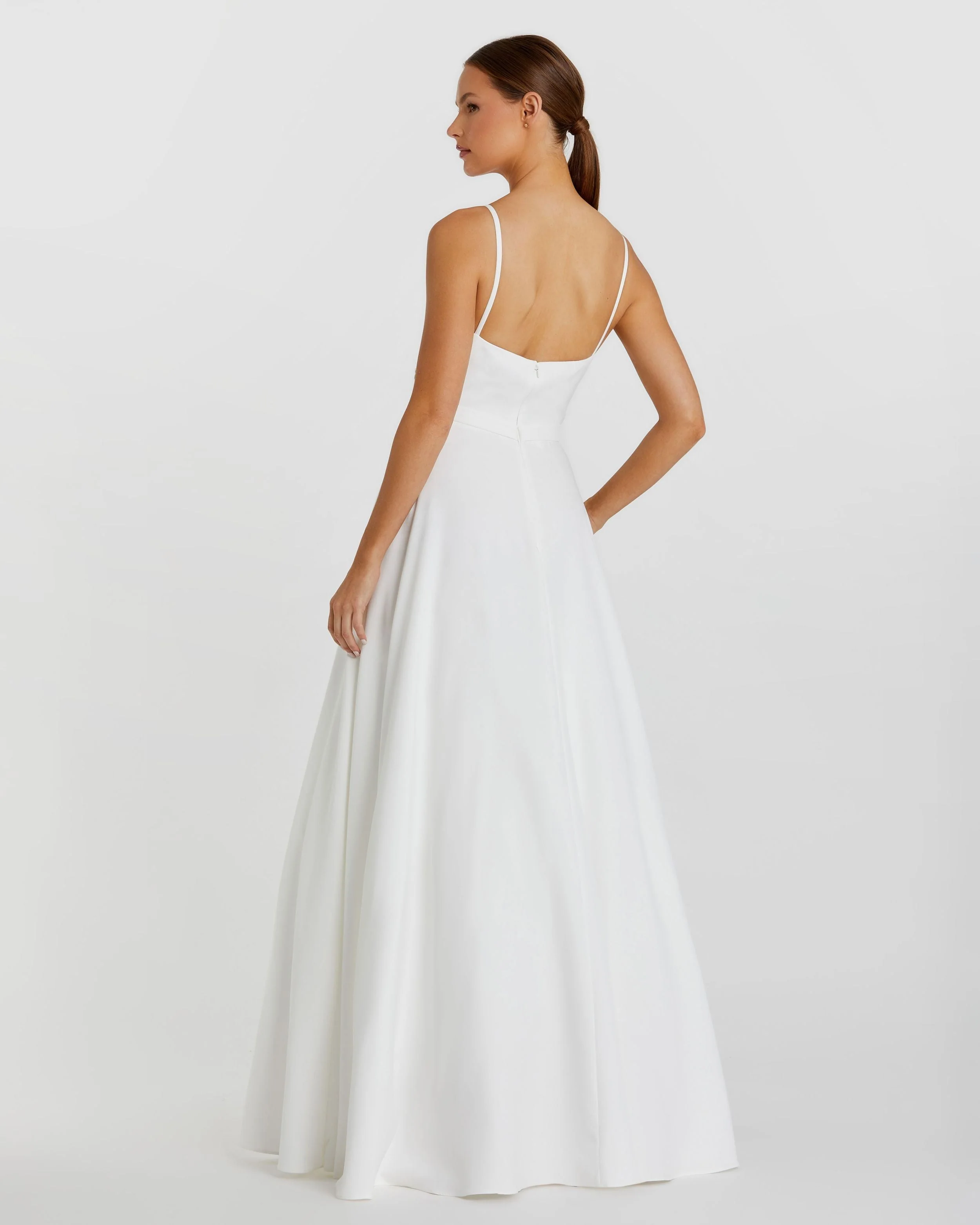 White Classic A-Line V-Neck Ball Gown - Image 3