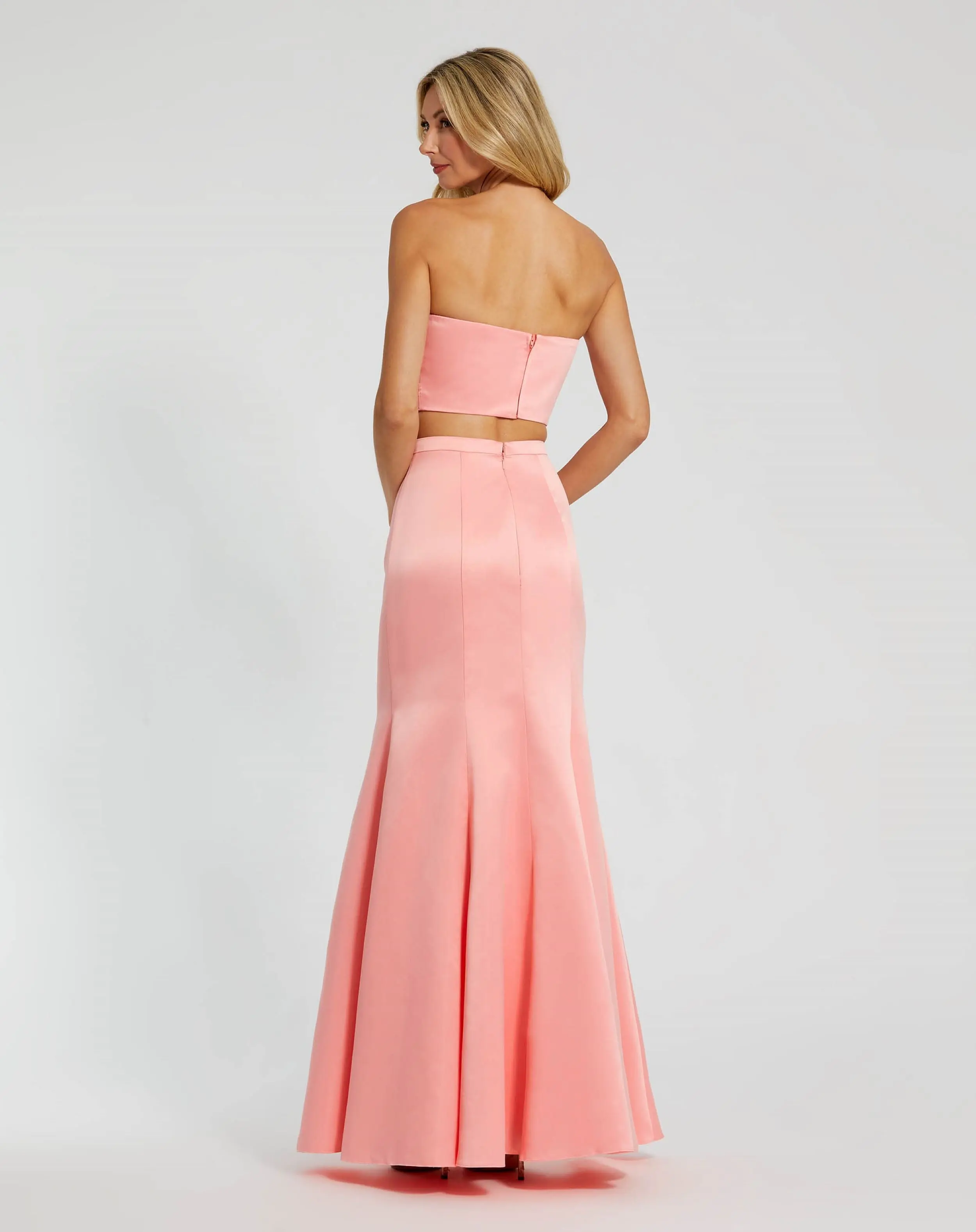 Pink Strapless Bow Top and Mermaid Skirt 2 Piece Set - Image 3