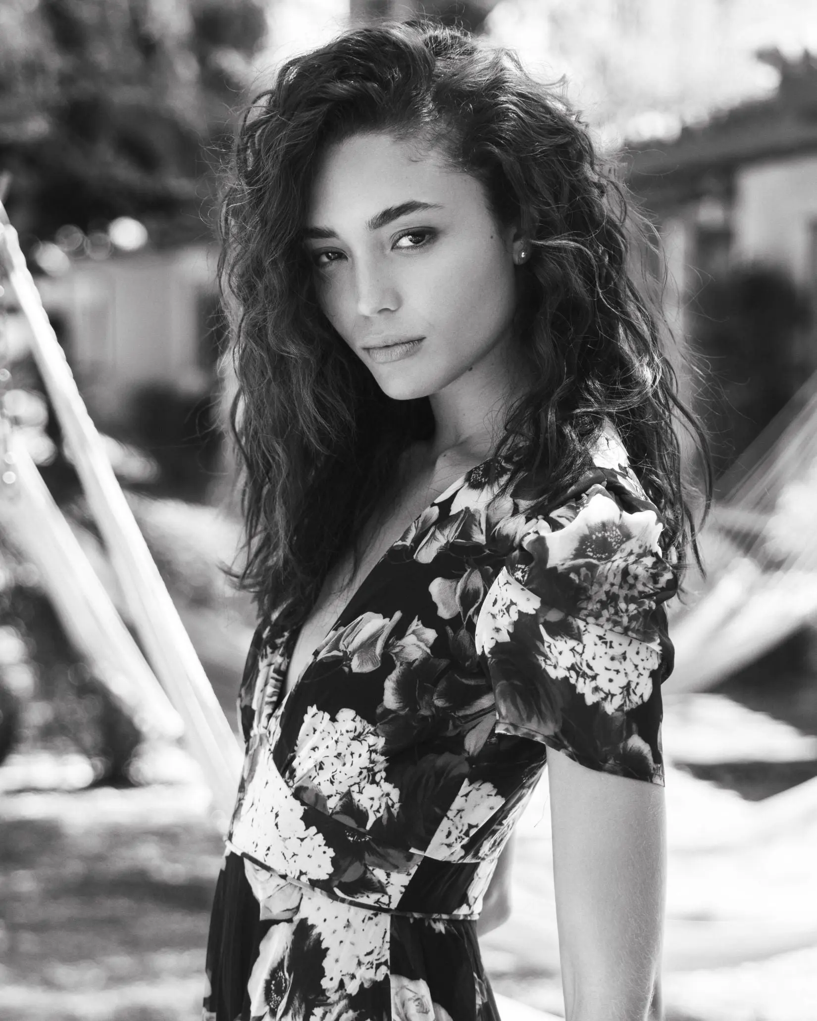 Black Floral Print Mesh Short Sleeve Gown - Image 5