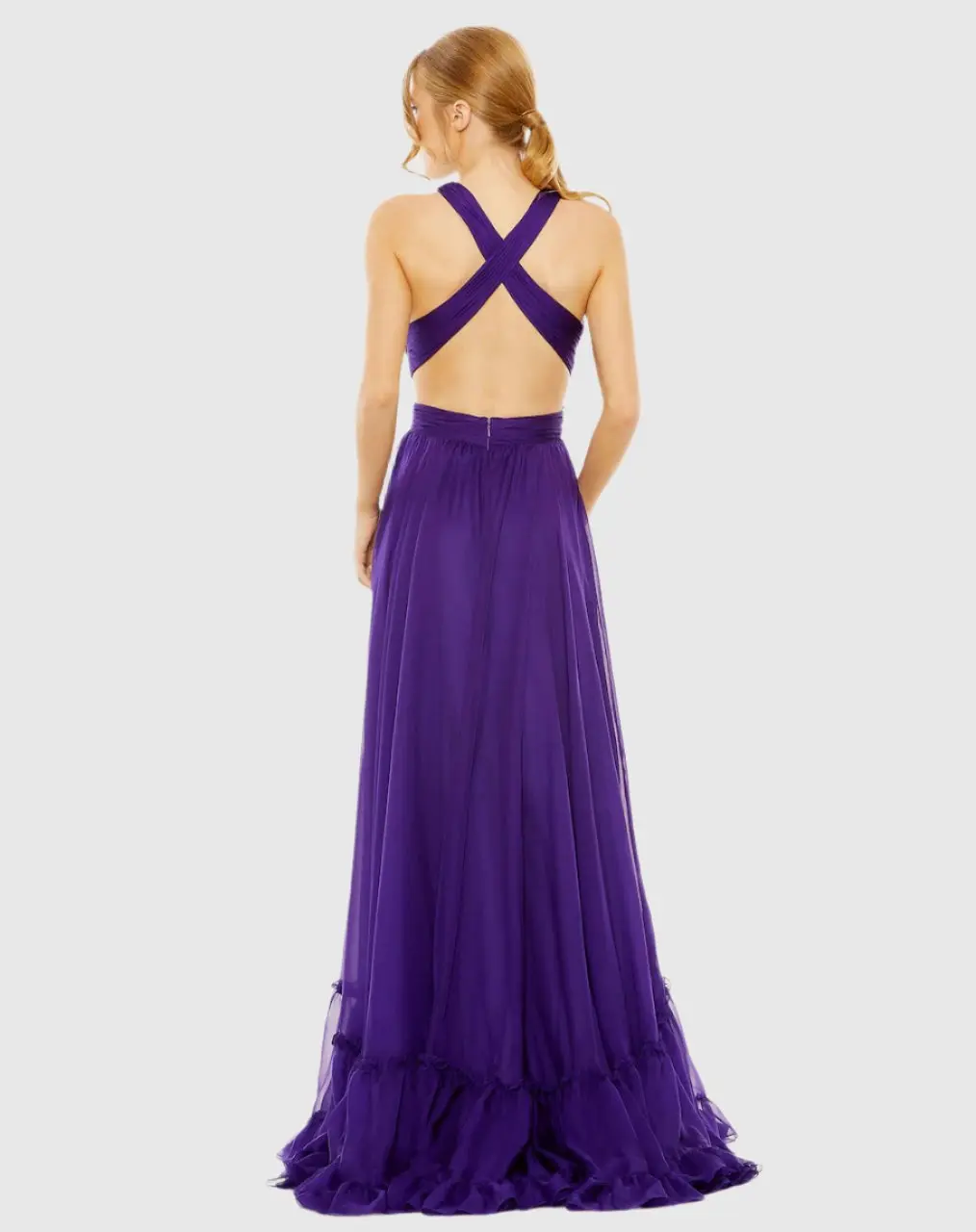 Purple Halter Cutout Keyhole Tiered Gown - FINAL SALE - Image 2