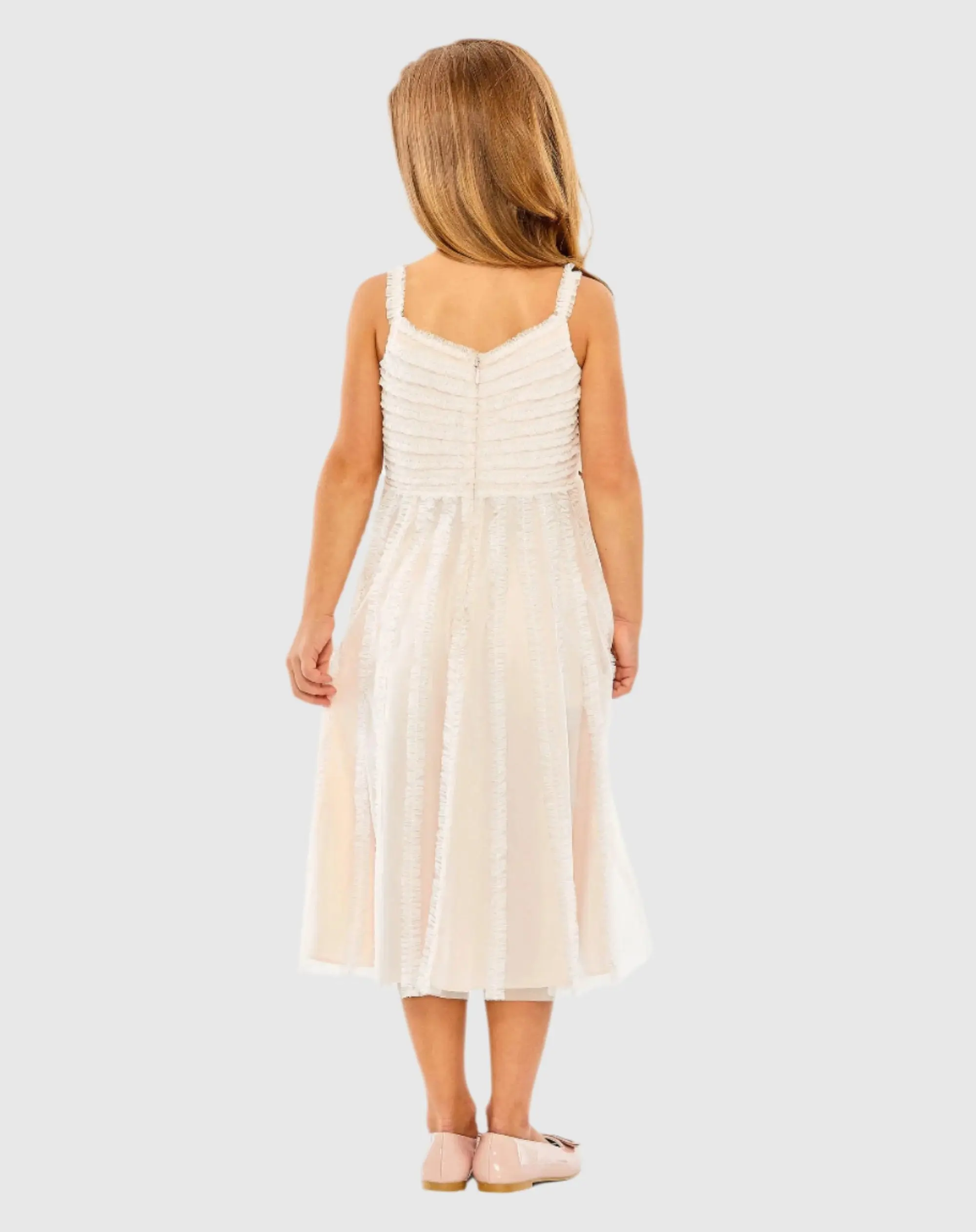 Girls Pink Sleeveless Ruffle Tiered Mini Dress - Image 3