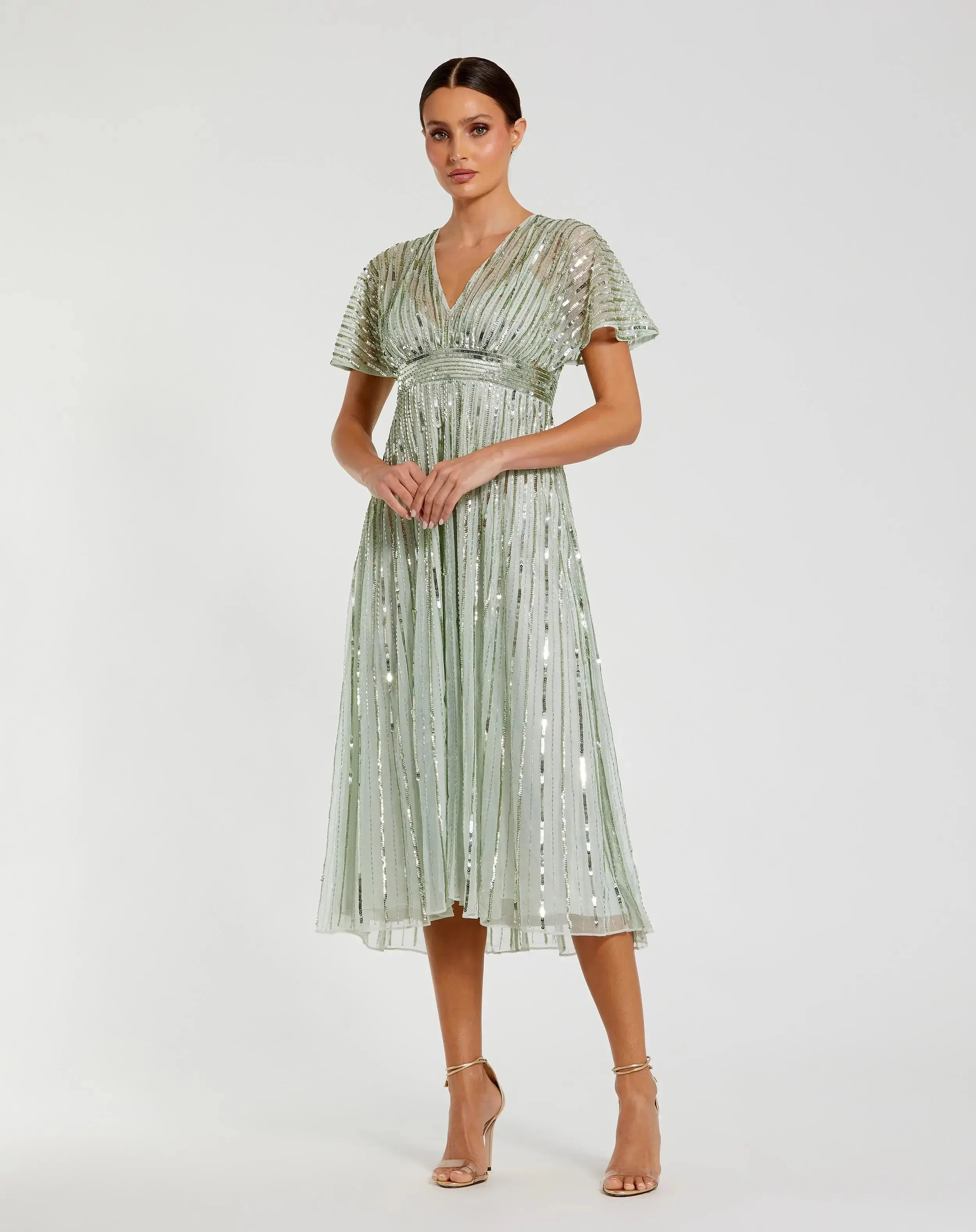 A Line Embellished Short Sleeve Dress