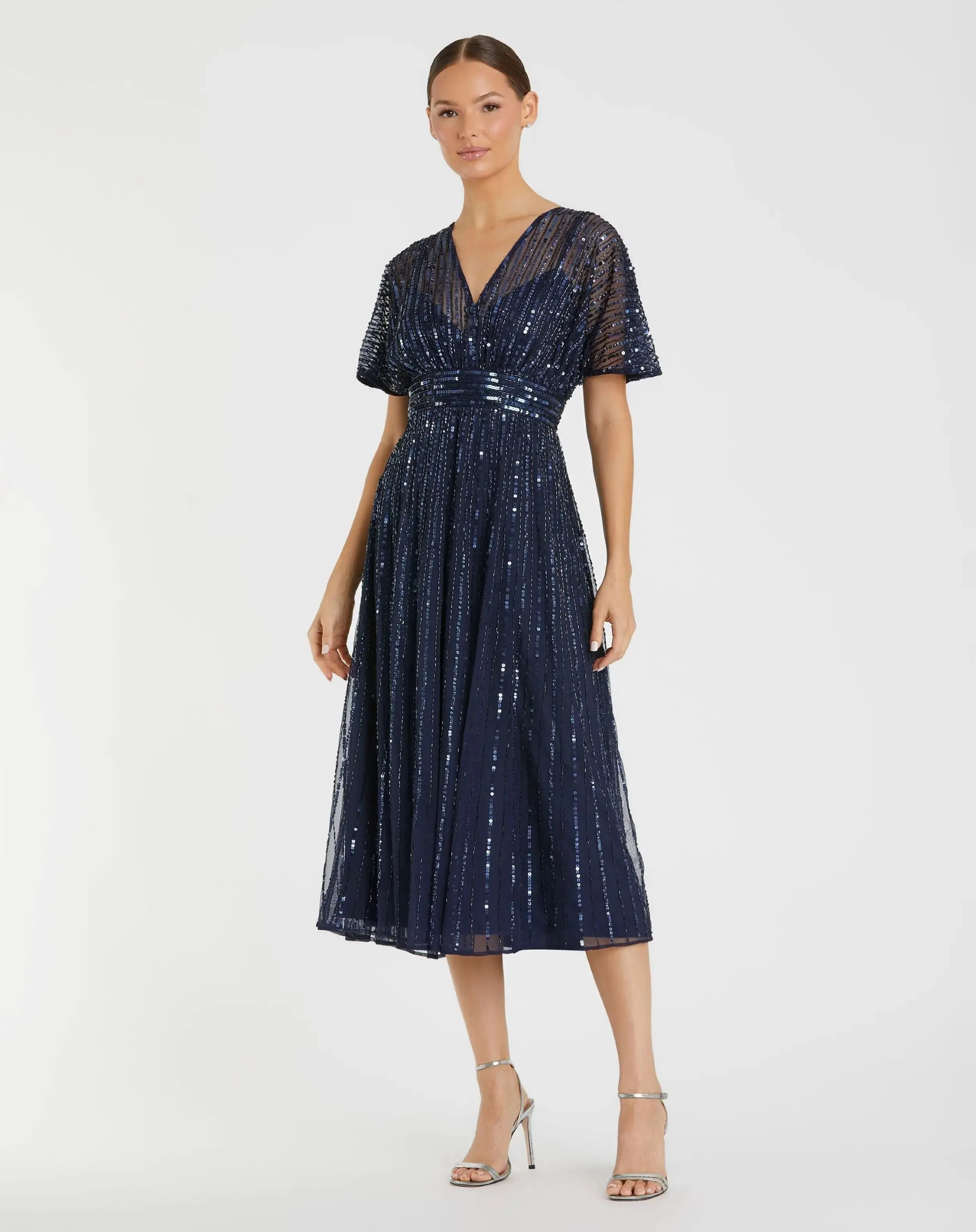 A Line Embellished Short Sleeve Dress - Image 3