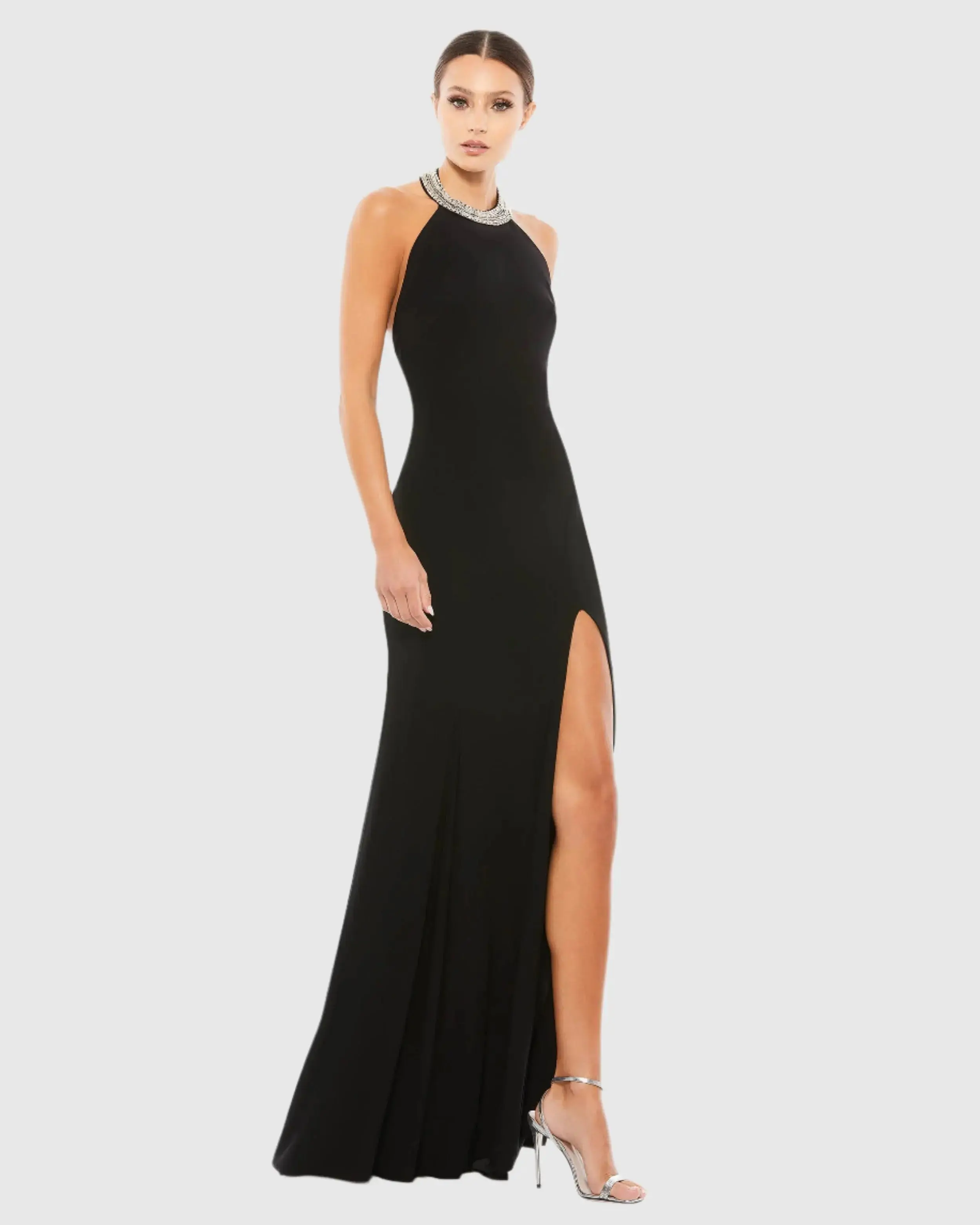 Beaded Halter Jersey Gown - Image 2