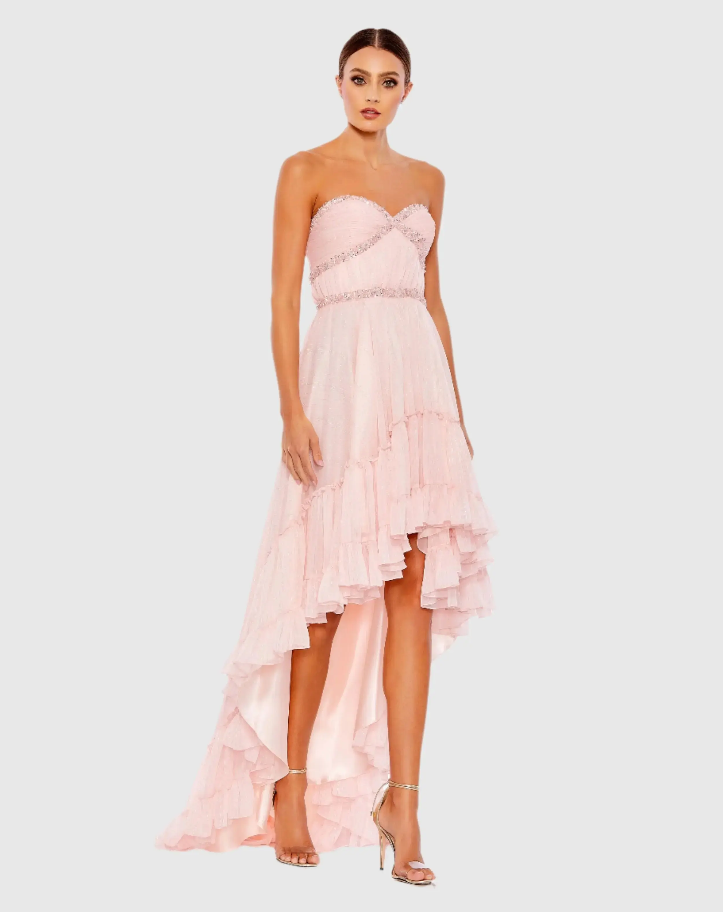 Beaded Ruffle High Low Gown - Image 2