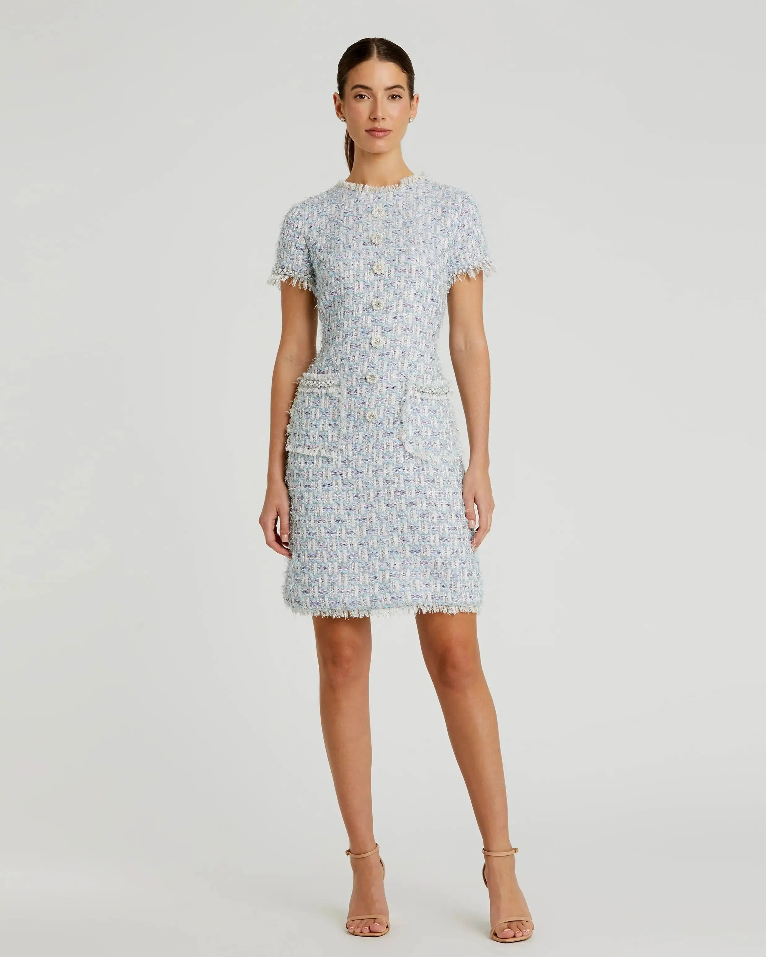 Cap Sleeve Floral Button Detail Shift Dress - Image 2
