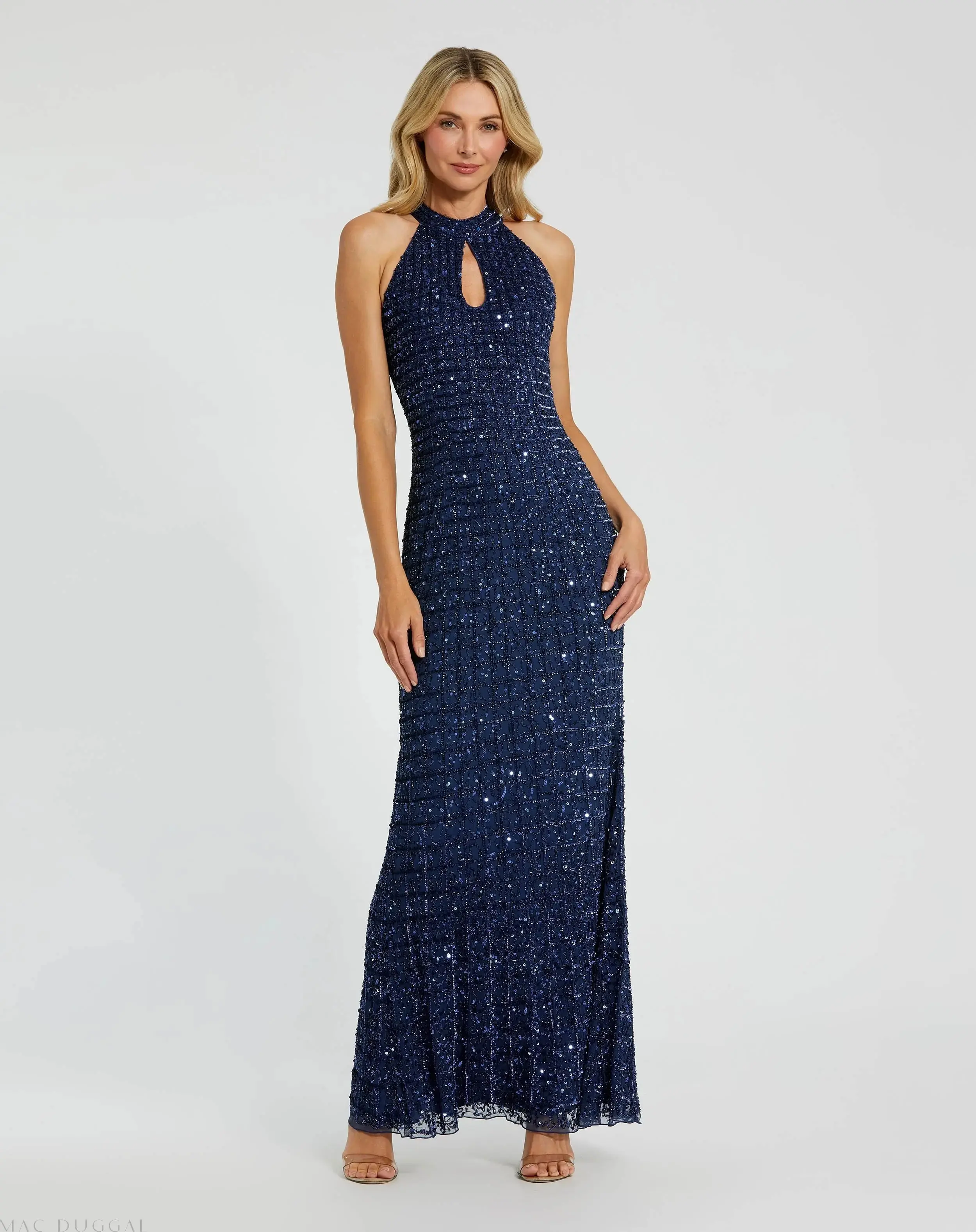 Embellished Halter Neck Keyhole Gown - Image 2