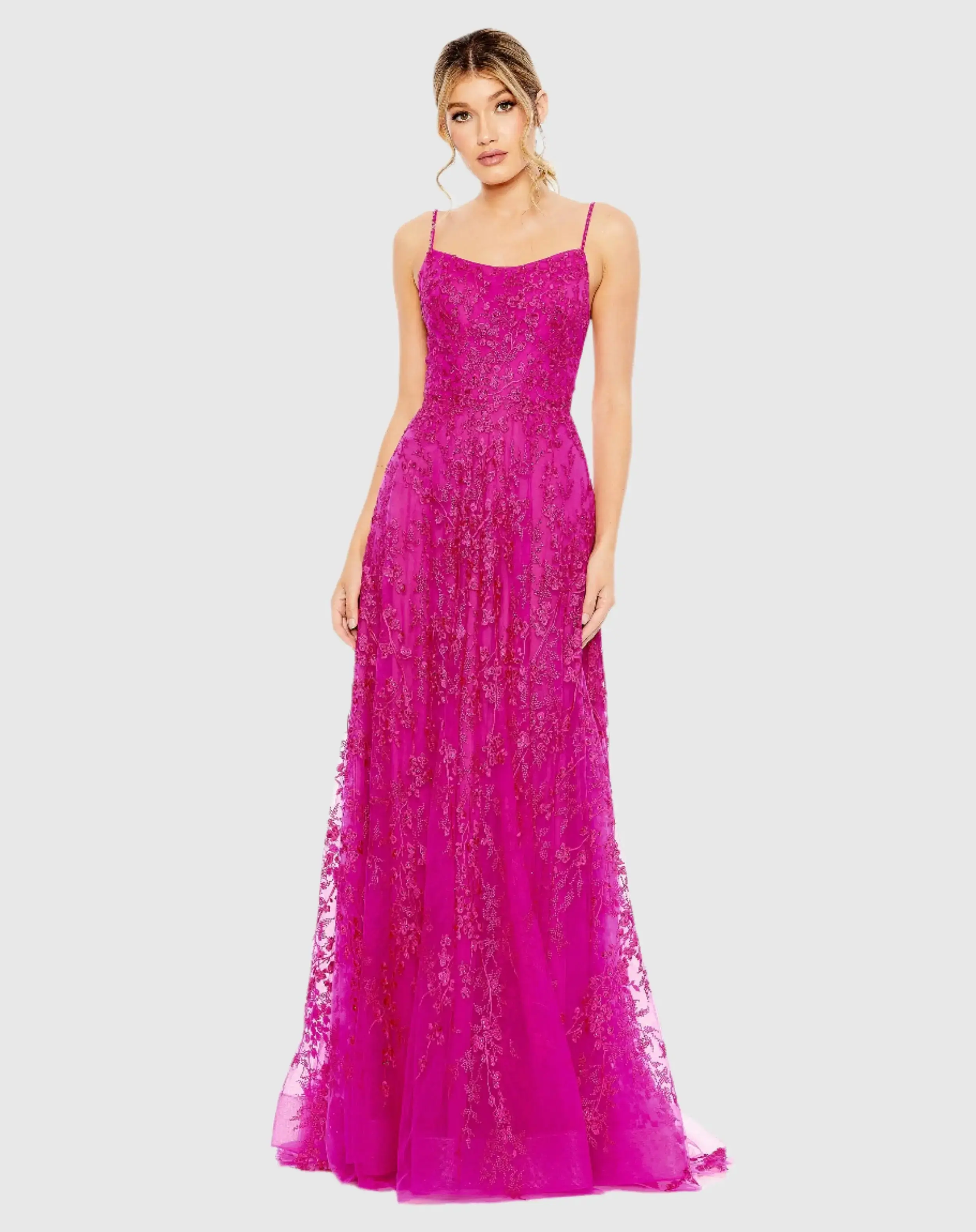 Floral Applique Cami A Line Gown - Image 2