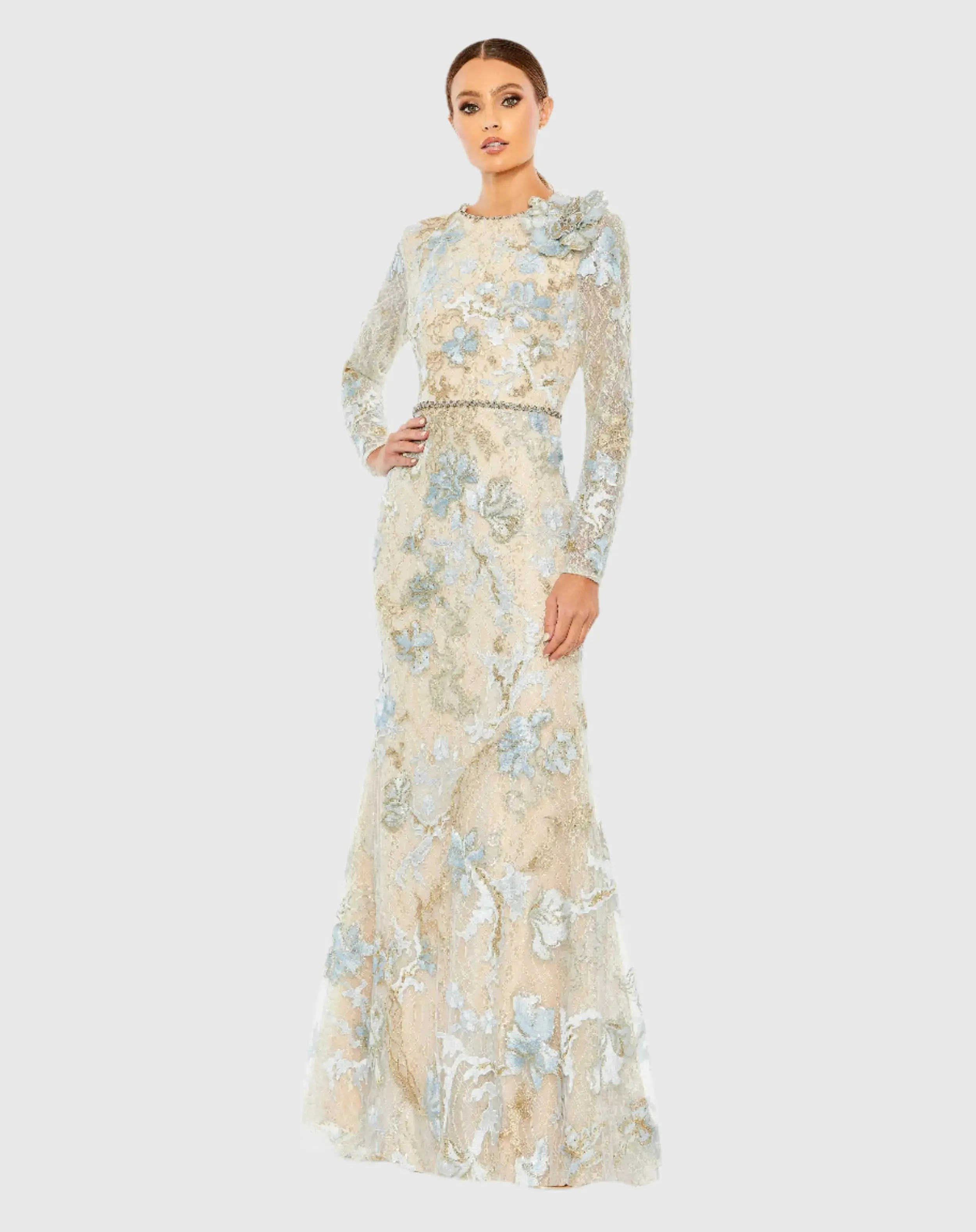 Floral Embroidered Lace Trumpet Gown - Image 2