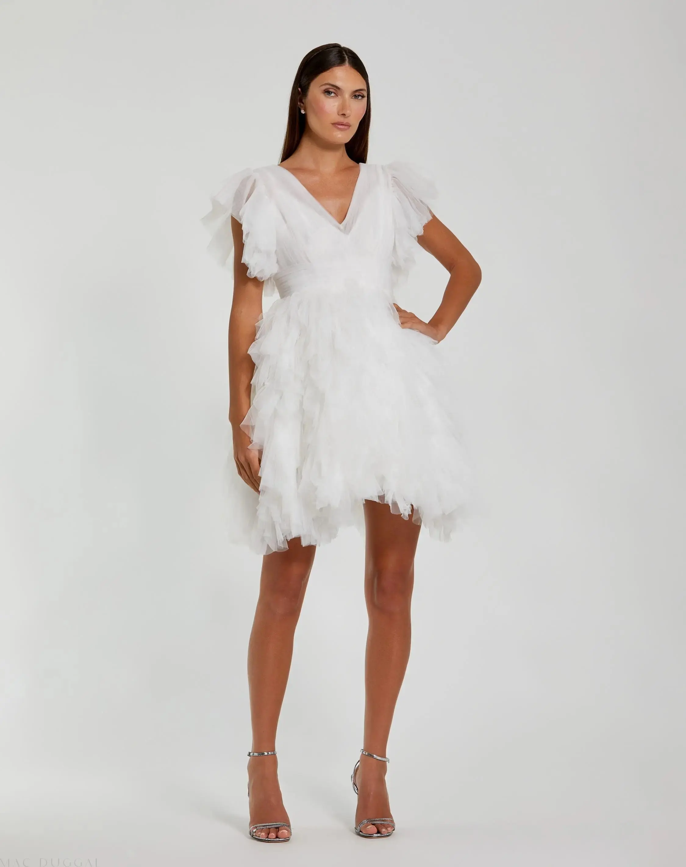 Flutter Ruffle Sleeve Tiered Dress - Image 2