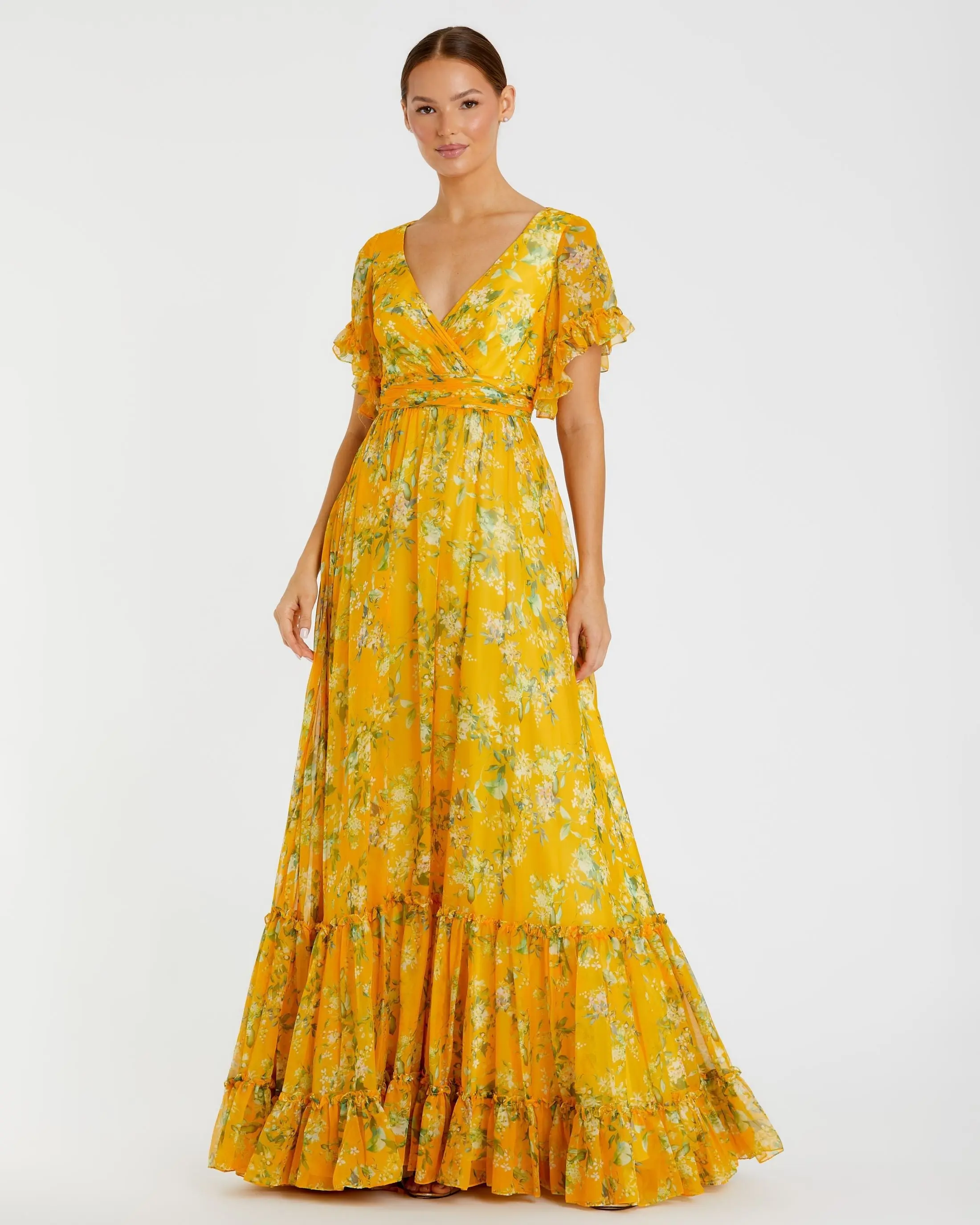 Multicolor Flounce Sleeve Floral Maxi Dress - Image 2