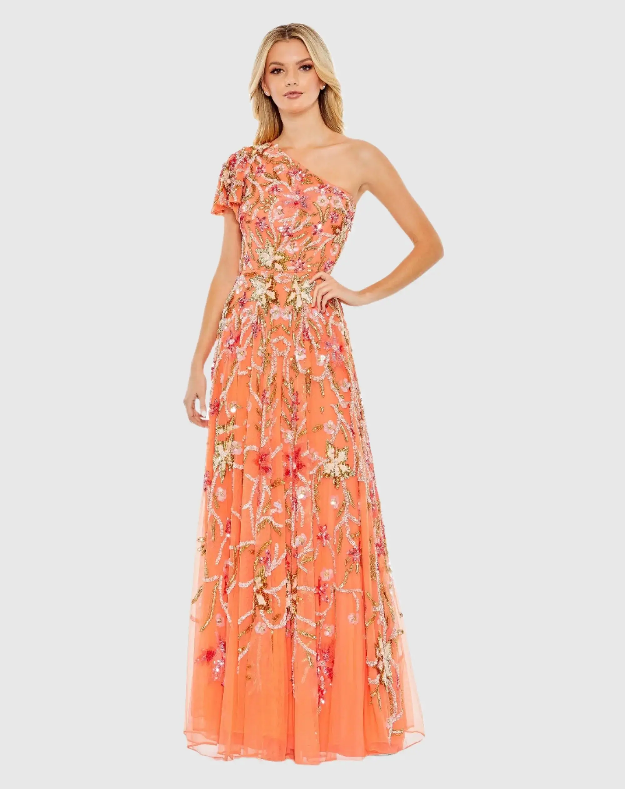 One Shoulder Embellished A-Line Gown - Image 2