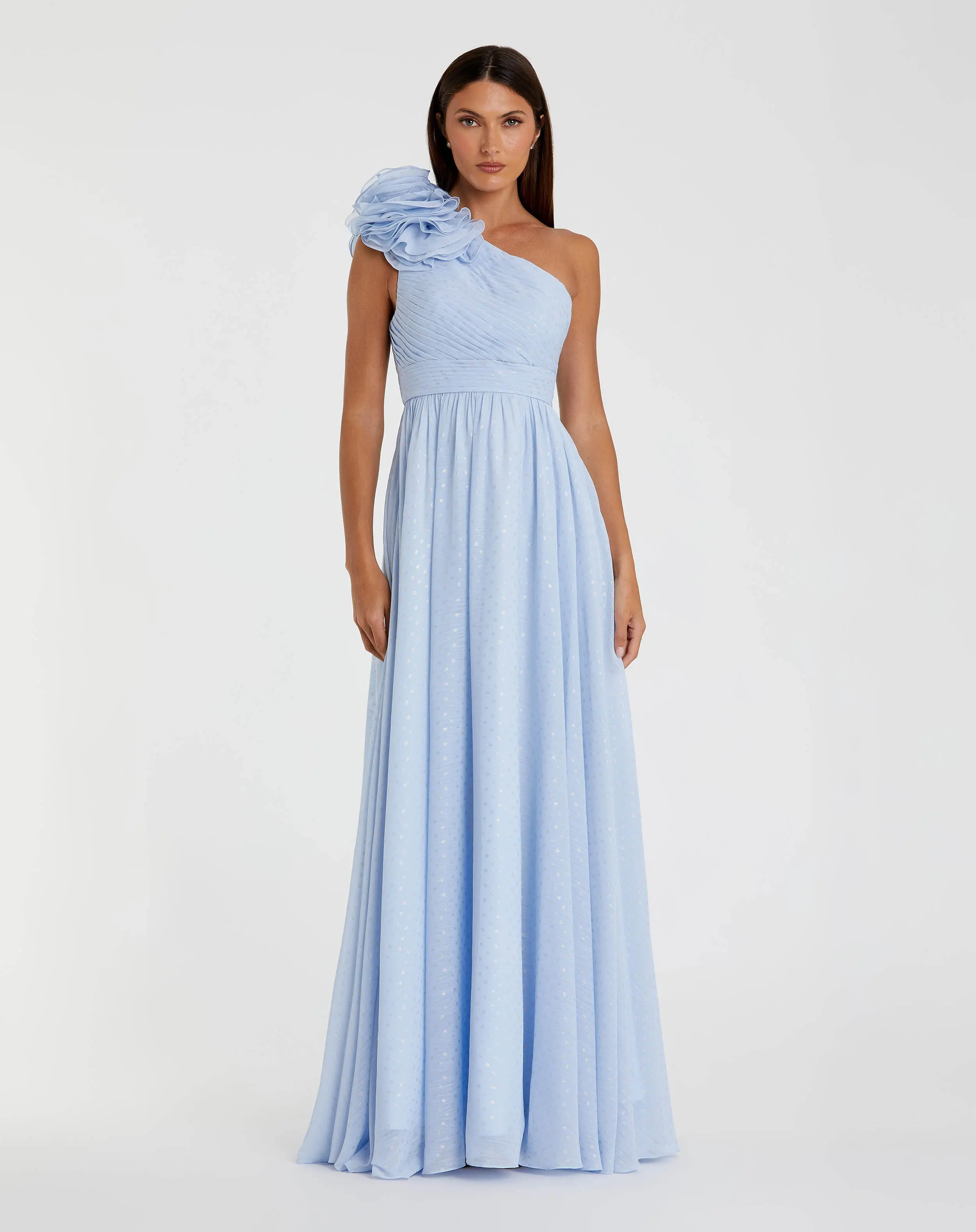 Polka Dot Ruffled One Shoulder Gown - Image 3