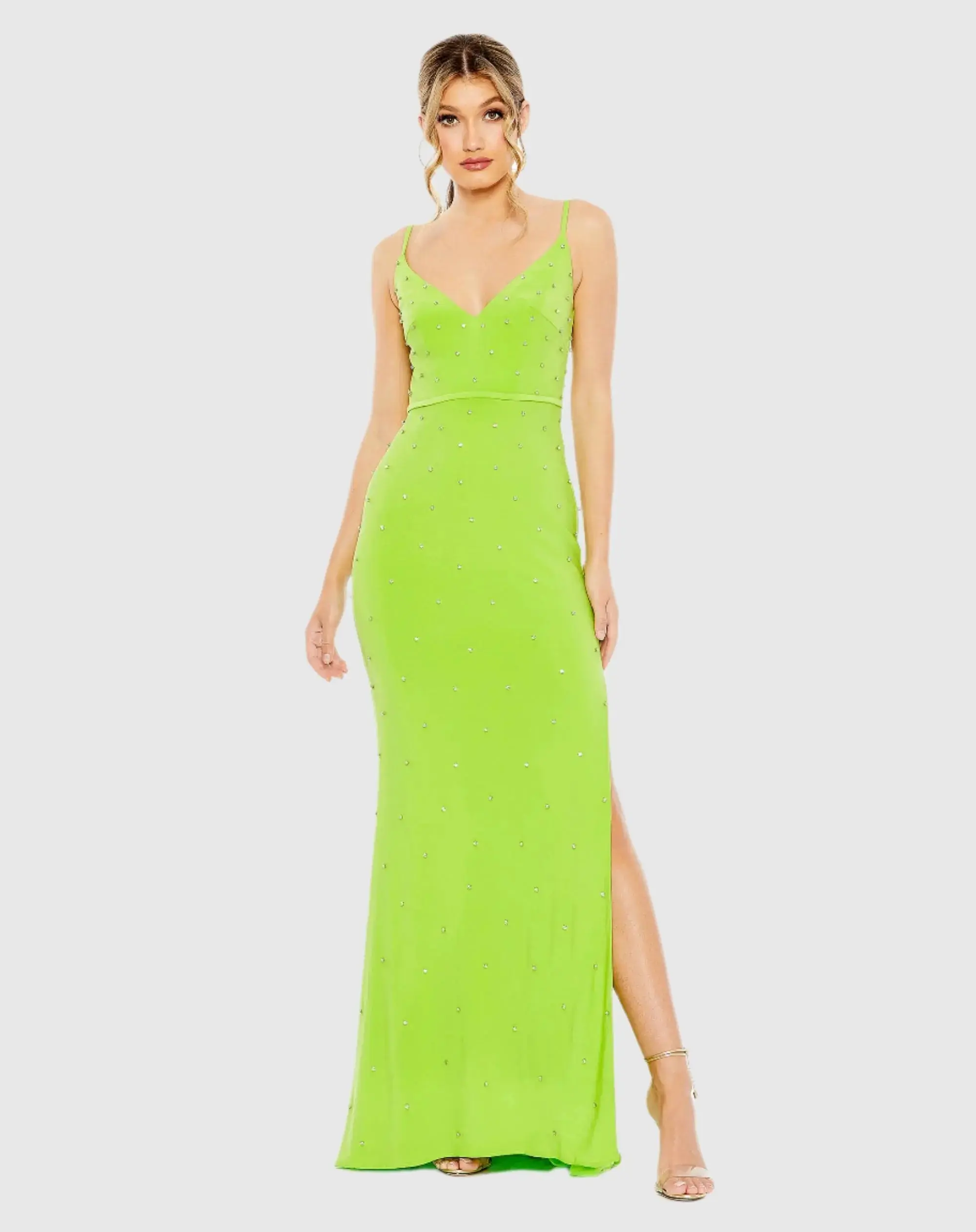 Rhinestone Embellished V-Neck Gown - Image 2
