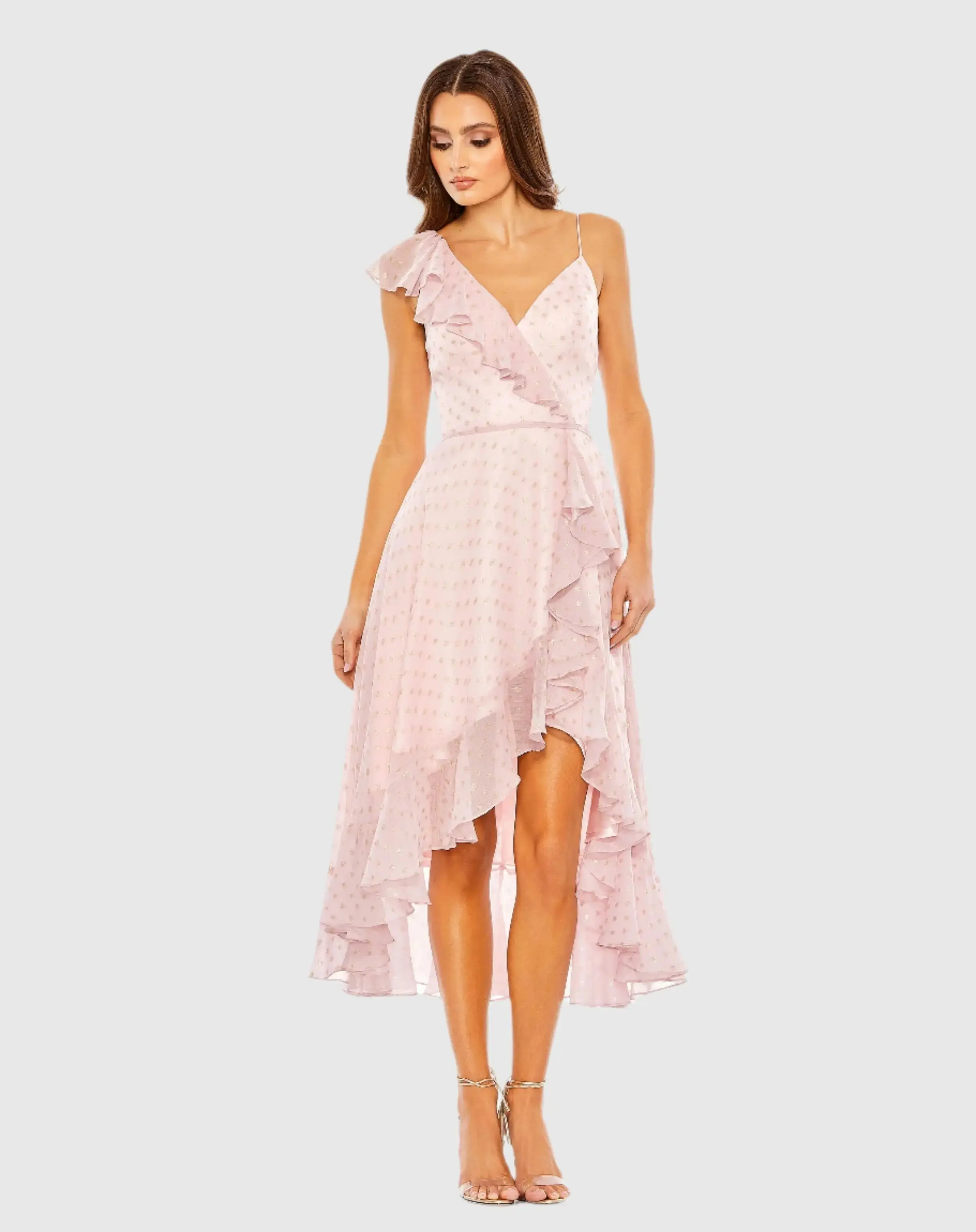 Ruffled Faux Wrap Polka Dot Midi Dress - Image 2