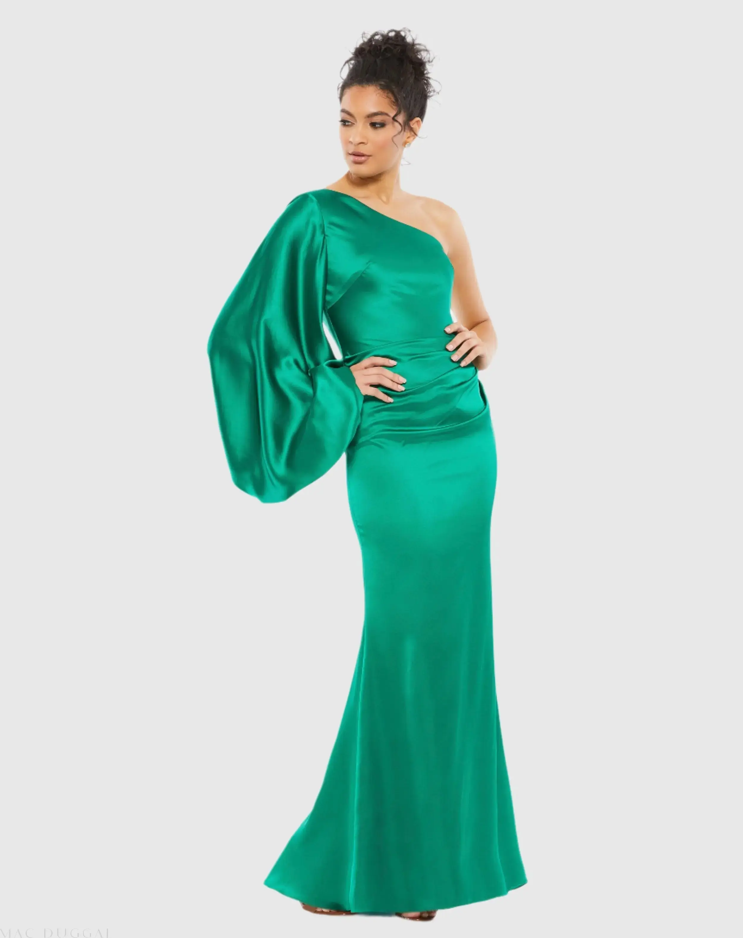 Satin Puff Sleeve Gown - Image 2
